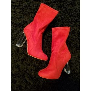 Red ankle booties